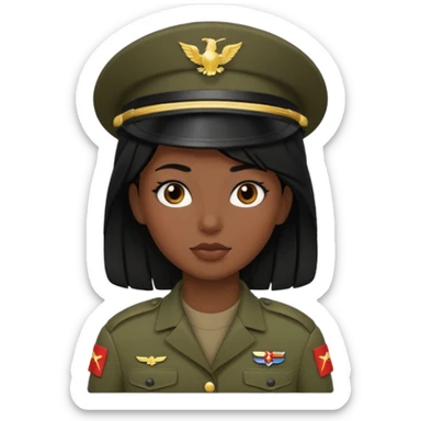female soldier blac hair style sticker