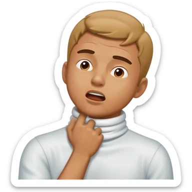 A guy  grabbing his neck spitting everywhere choking himself sticker