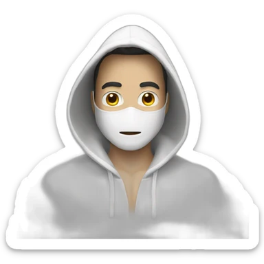 Man with a white mask and white hood sticker
