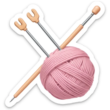 Knitting needles & light pink yarn sticker