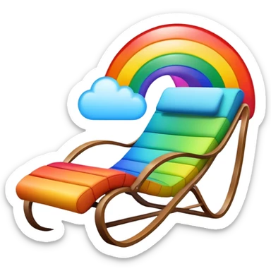 A rainbow sitting in a lounge chair sticker