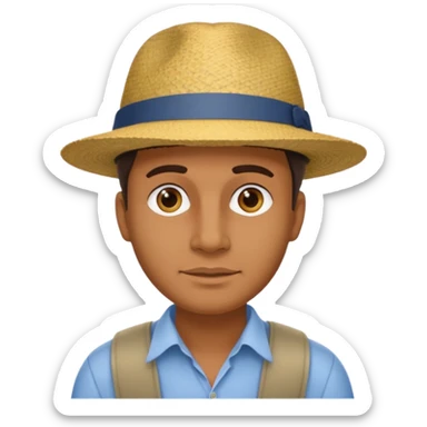 homme créole réunionnais avec chapeau arrive avion a gillot sticker