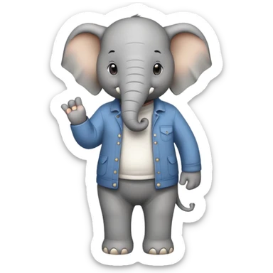 elephant character in casual clothes upright pose sticker