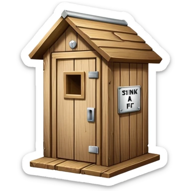 A trophy in the shape of an outhouse there are at he base “I stink at FF” sticker