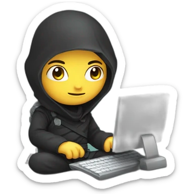 cute ninja Developer with computer sticker