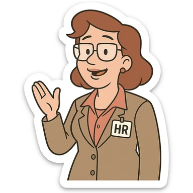 flat toon style HR manager sticker