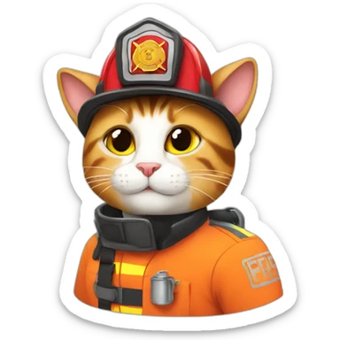 a firefighter cat sticker