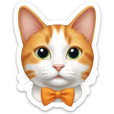 Orange and white cat with a bow sticker