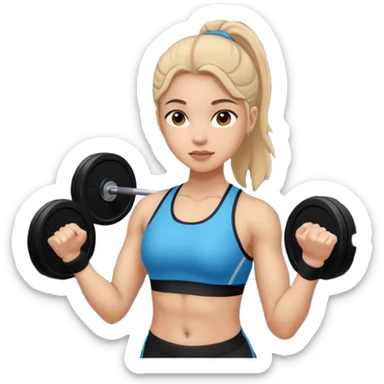 girl sport gym training, light skin tone sticker