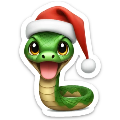 cute snake with christmas hat sticker