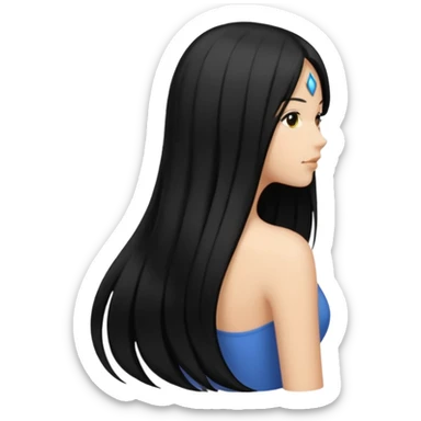 back view of long black hair sticker