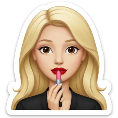 Humana con pelo rubio y latgo con maquillaje en la cara sticker