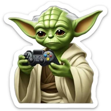 Yoda-playing-videogames sticker