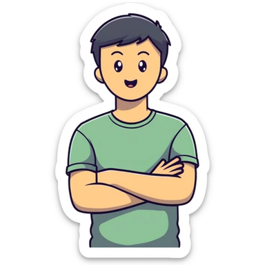 shocked guy with hands crossed on neck sticker