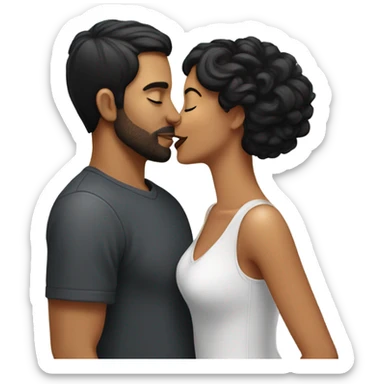 I have black hair, so does my girlfriend and we kiss.
 sticker