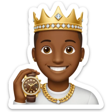 iPhone style emoji showing off his diamond encrusted grill and watch sticker