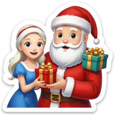 Santa Claus robándole los regalos a una niña  sticker