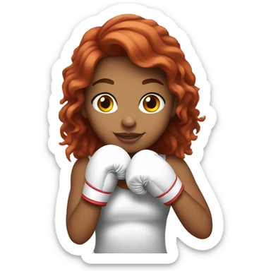 Boxing redhead Latina girl with white gloves sticker