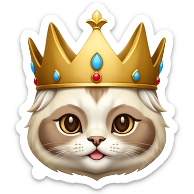 Chat sacré de birmanie avec une couronne dorée sur la tête sticker