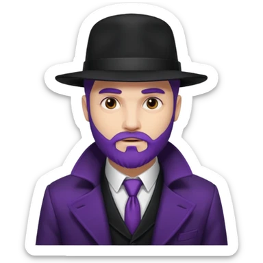 Give me png of a character having bold masculine beard and hairs with white skin which should look similar to a gangster, the colour tone should be purple sticker