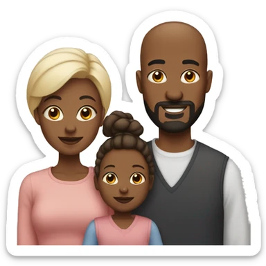 black family, mom, bald dad with beard, and toddler daughter sticker