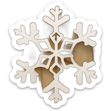 Wood sign with inscription «DECEMBER” and snowflake and christmas willow  sticker