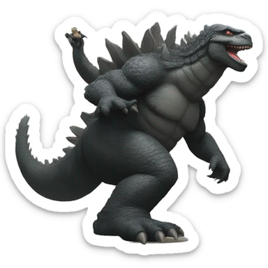 Godzilla giving King Kong a piggy back ride sticker
