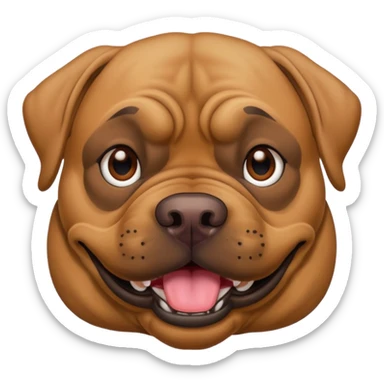 Large light brown bull mastiff with a sweet smile  sticker