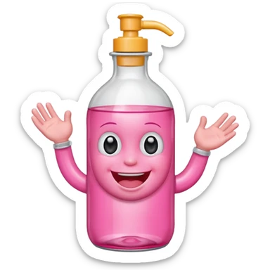 Smiling freaky baby oil bottle pink sticker