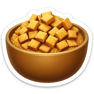breadcrumbs object icon, bowl of breadcrumbs, 3D cartoon, mobile game icon style, clean background, no text, no watermark
 sticker