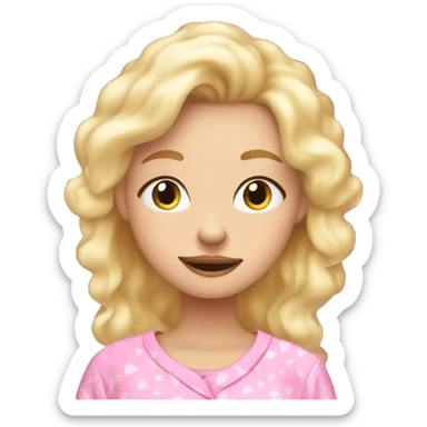 Aesthetic blonde girl waking up from her beauty sleep in a pink pjs sticker