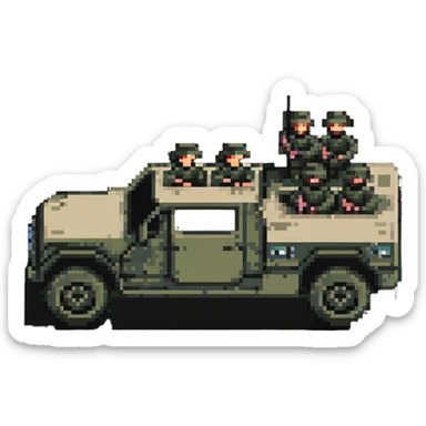 Military vehicle with soldiers sticker