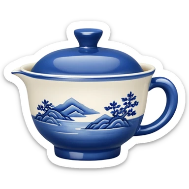 blue chinese gaiwan without handles sticker