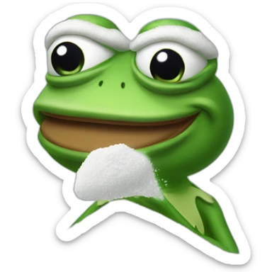 Pepe the frog sniffing powdered sugar sticker
