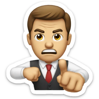 angry buisnessman who is pointing fingers sticker