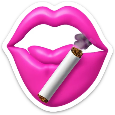 Neon pink lips are blowing smoke, and a cigarette is in her mouth sticker
