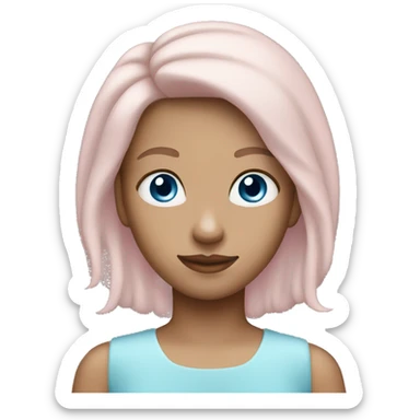 Pastel pink tan Girl with brown hair and blue eyes tiara emoji sticker