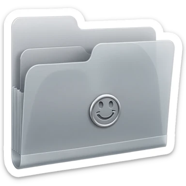 A **simple emoji-style icon** of a **frosted light-gray plastic folder** with **rounded corners**, **elastic string and button closure**, slightly translucent, clean front, subtle shading, and a **small tax/forms symbol in one corner.
 sticker