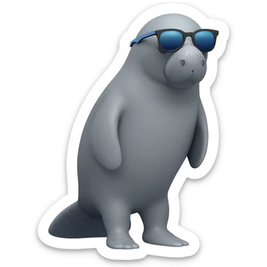 manatee with sunglasses sticker