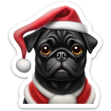 Black pug dressed as Santa   sticker
