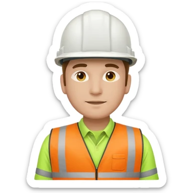 Hombre ingeniero casco blanco y chaleco verde sticker