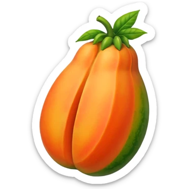 Starting from the current papaya emojis, use the second one as baseline. Modify the emoji slightly to make use of a flamlet to approximate the shape and color of the papaya sticker