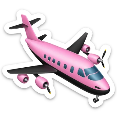 genera un aereo da volo rosa e nero sticker