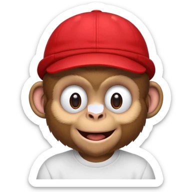 Macaco de camisa branca e boné vermelho sticker