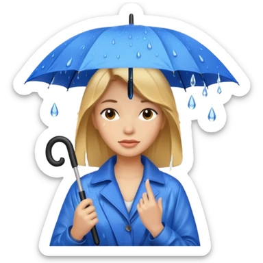 she getting wet (umbrella, dripping hair) sticker