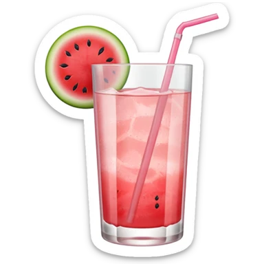 very light pink lemonade in glass with slice of watermelon on rim no straw sticker