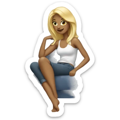 Blonde woman lounging sticker