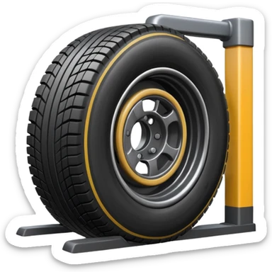 please draw me a emoji of tire - inside the manufacturing factory - getting inspected by machine not the human  sticker