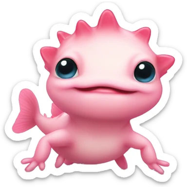 Cute little baby Axolotl with hearts sticker