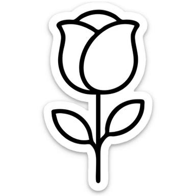 black rose, outlined icon style, no fill, minimal and elegant sticker